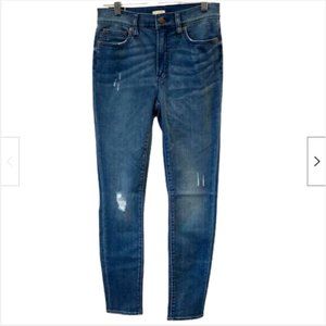 J.CREW High Rise Skinny Jean Womens Blue Distressed Stretch Denim H4496 Size 27